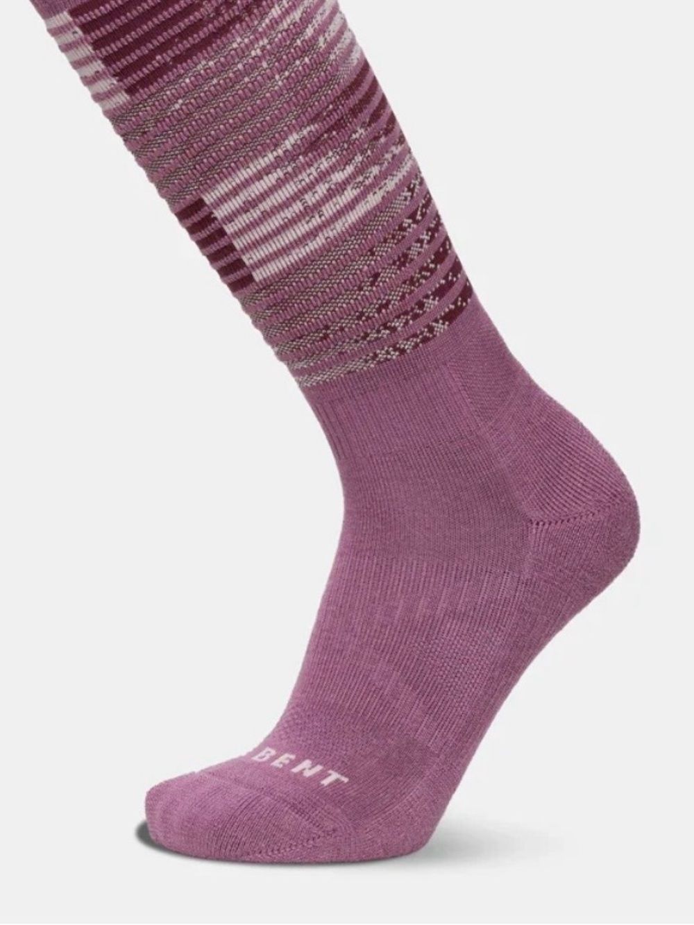 Le Bent M-L Flowering Gum Pink Burgundy Squall Light Cushion Over Calf Snow Sock — image 4 of 8